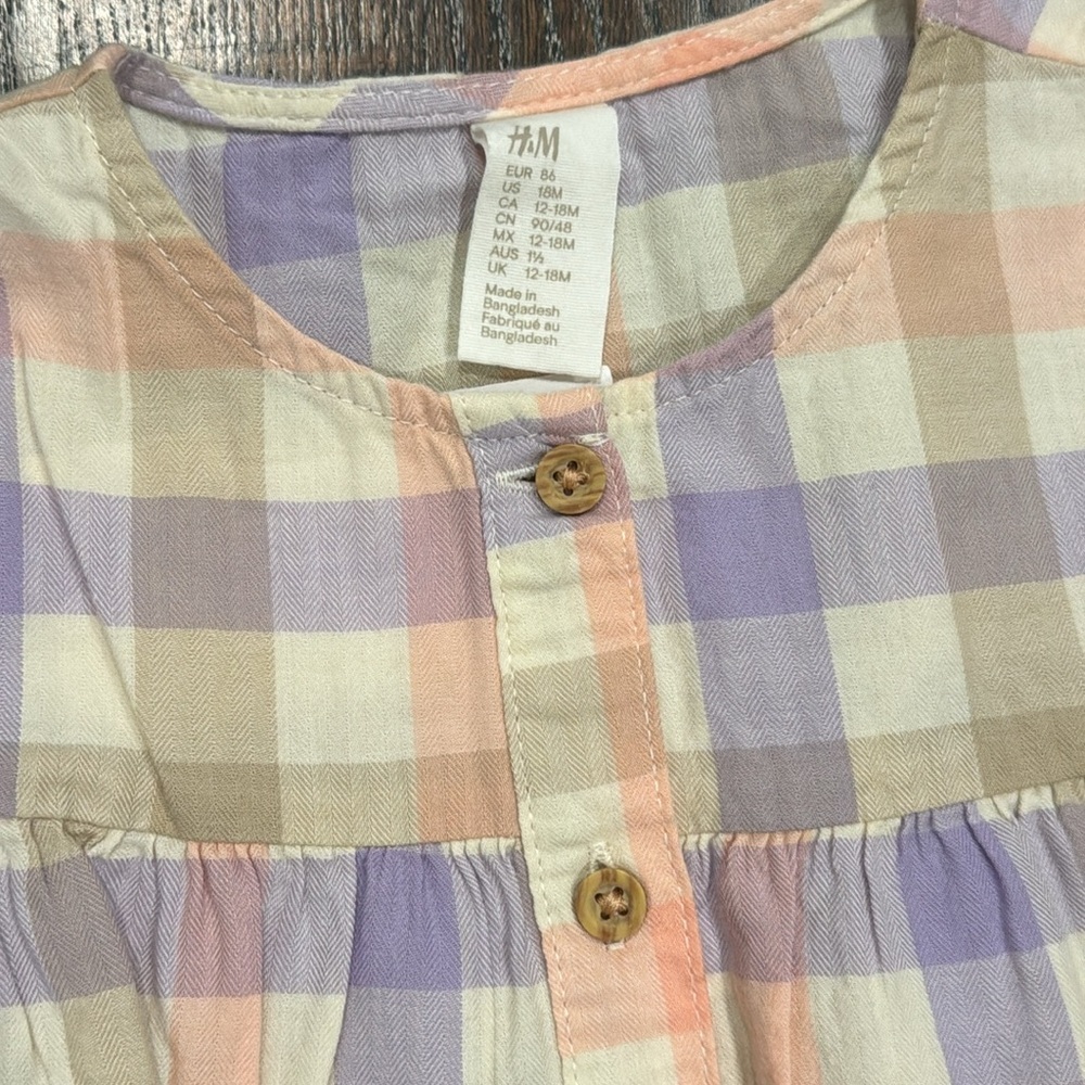H&M Girl shirt bundle Pink Ruffle and Plaid Button-Up Shirt - Picture 3 of 8